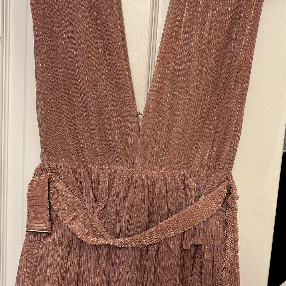 Elegant Pleated Dress in Rose Gold